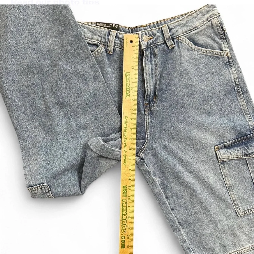 DIVIDED H&M Blue Cargo Baggy 90’s Jeans 6, High Waist W/Leg Pockets NWT